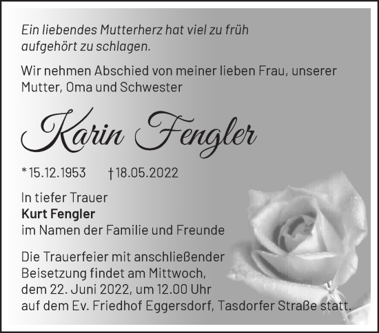 Traueranzeige von Karin Fengler von Märkische Oderzeitung