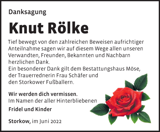 Traueranzeige von Knut Rölke von Märkische Oderzeitung