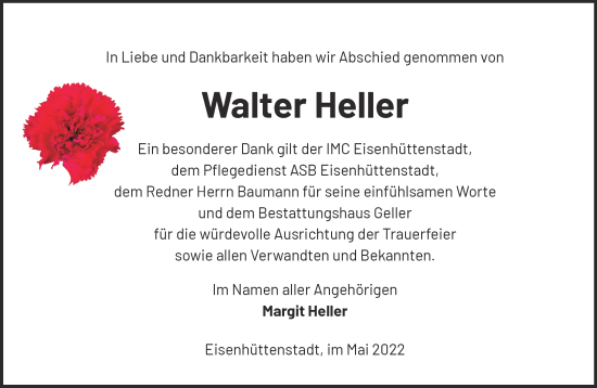 Traueranzeige von Walter Heller von Märkische Oderzeitung