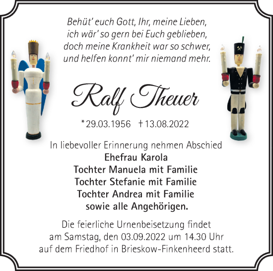 Traueranzeige von Ralf Theuer von Märkische Oderzeitung