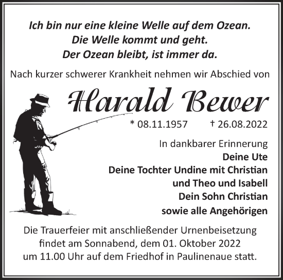 Traueranzeige von Harald Bewer von Märkische Oderzeitung