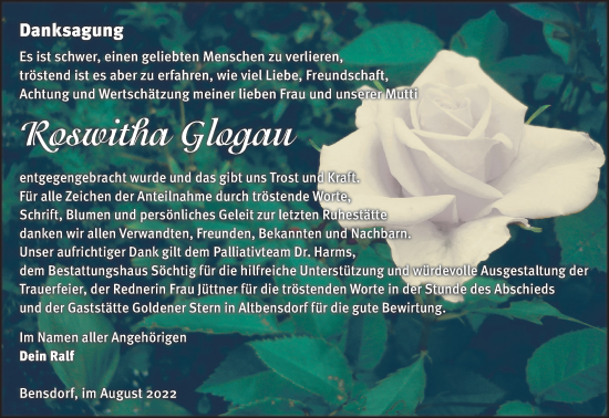 Traueranzeige von Roswitha Glogau von Märkische Oderzeitung