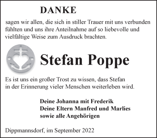 Traueranzeige von Stefan Poppe von Märkische Oderzeitung