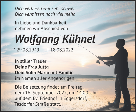 Traueranzeige von Wolfgang Kühnel von Märkische Oderzeitung