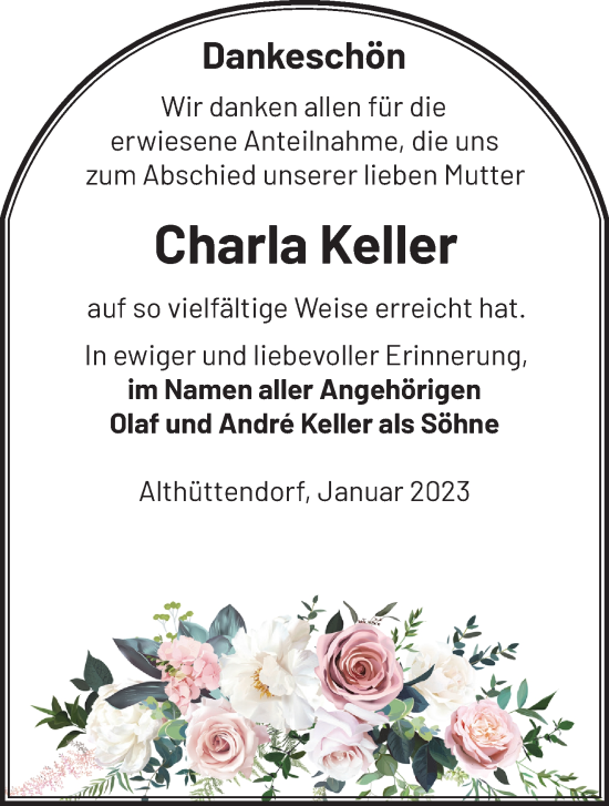 Traueranzeige von Charla Keller von Märkische Oderzeitung