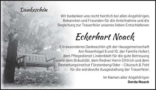 Traueranzeige von Eckerhart Noack von Märkische Oderzeitung