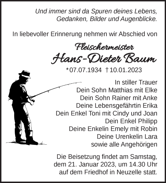 Traueranzeige von Hans-Dieter Baum von Märkische Oderzeitung