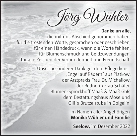 Traueranzeige von Jörg Wühler von Märkische Oderzeitung