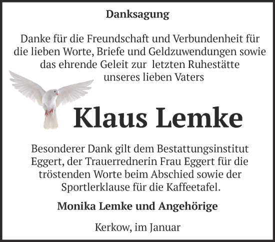 Traueranzeige von Klaus Lemke von Märkische Oderzeitung