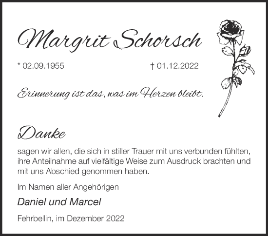 Traueranzeige von Margrit Schorsch von Märkische Oderzeitung