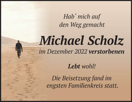 Traueranzeige von Michael Scholz von Märkische Oderzeitung