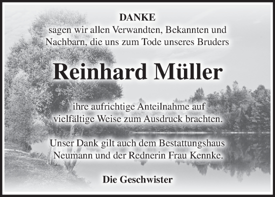 Traueranzeige von Reinhard Müller von Märkische Oderzeitung