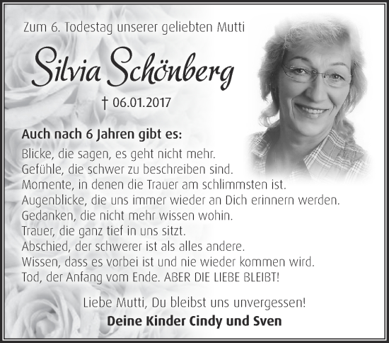 Traueranzeige von Silvia Schönberg von Märkische Oderzeitung