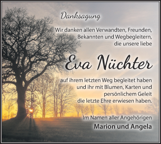 Traueranzeige von Eva Nüchter von Märkische Oderzeitung