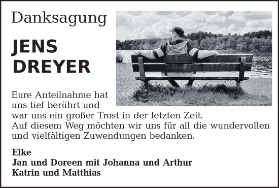 Traueranzeige von Jens Dreyer von Märkische Oderzeitung