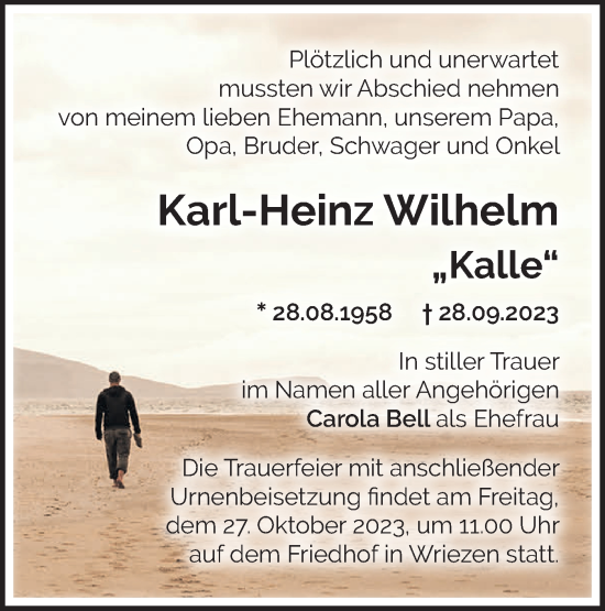 Traueranzeigen Von Karl Heinz Wilhelm M Rkische Onlinezeitung Trauerportal