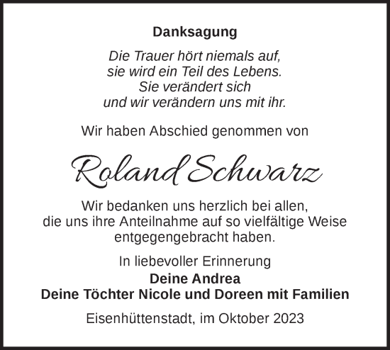 Traueranzeige von Roland Schwarz von Märkische Oderzeitung