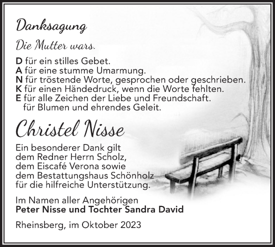 Traueranzeige von Christel Nisse von Märkische Oderzeitung