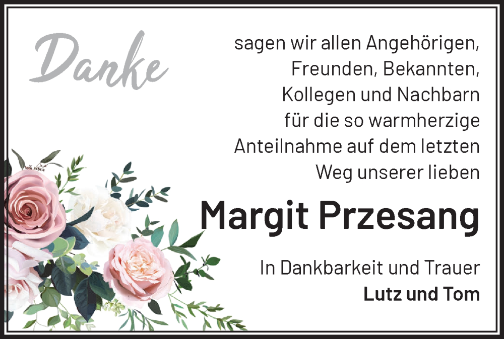  Traueranzeige für Margit Przesang vom 25.11.2023 aus Märkische Oderzeitung