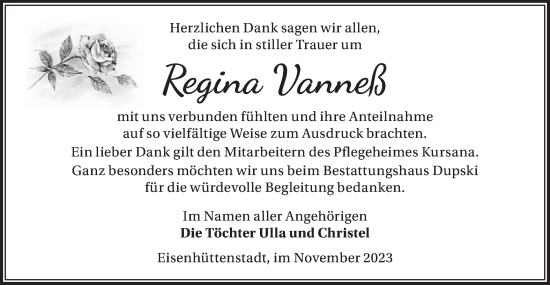 Traueranzeige von Regina Vanneß von Märkische Oderzeitung