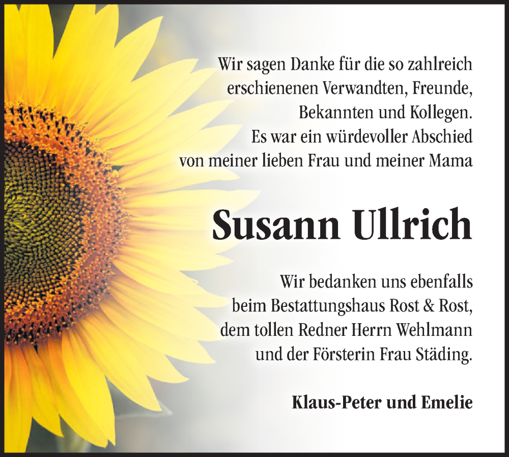  Traueranzeige für Susann Ullrich vom 04.11.2023 aus Märkische Oderzeitung