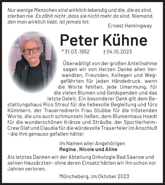 Traueranzeige von Peter Kühne von Märkische Oderzeitung