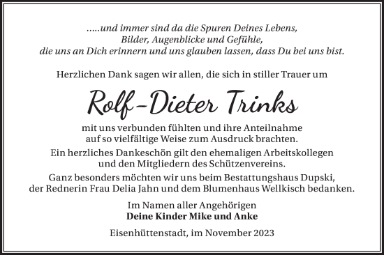 Traueranzeige von Rolf-Dieter Trinks von Märkische Oderzeitung