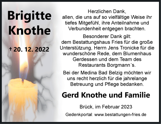 Traueranzeige von Brigitte Knothe von Märkische Oderzeitung