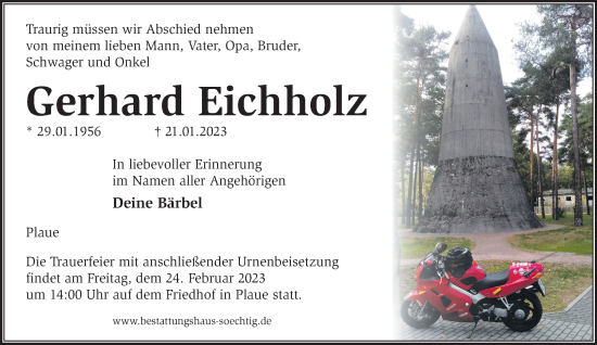 Traueranzeige von Gerhard Eichholz von Märkische Oderzeitung