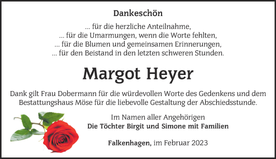 Traueranzeige von Margot Heyer von Märkische Oderzeitung