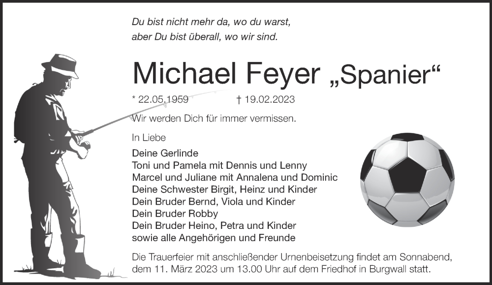  Traueranzeige für Michael Feyer vom 25.02.2023 aus Märkische Oderzeitung