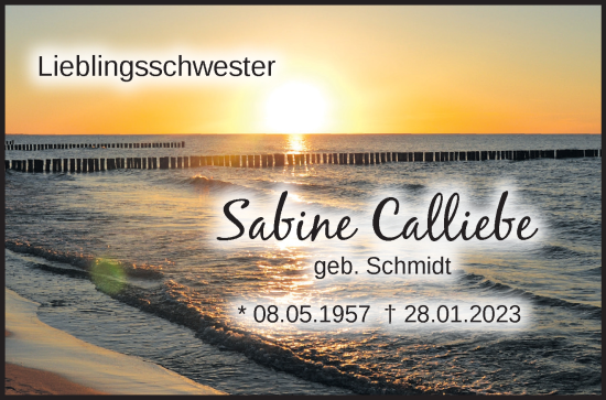 Traueranzeige von Sabine Calliebe von Märkische Oderzeitung