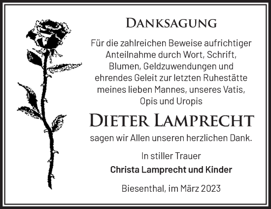 Traueranzeige von Dieter Lamprecht von Märkische Oderzeitung