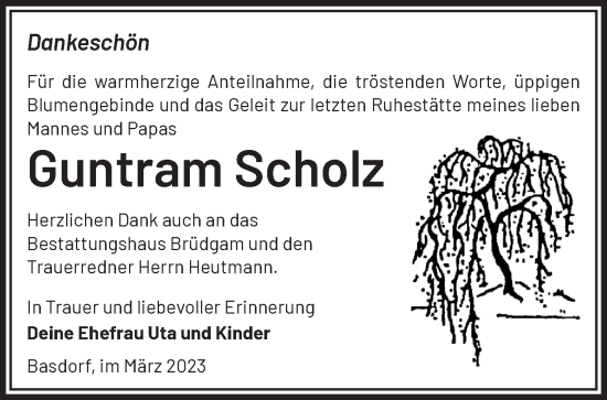 Traueranzeige von Guntram Scholz von Märkische Oderzeitung