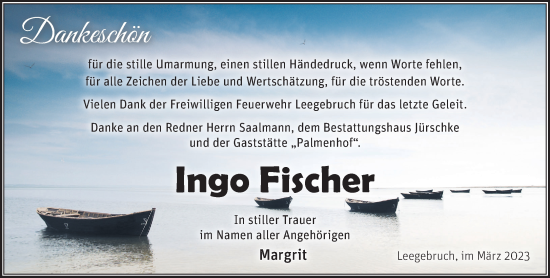 Traueranzeige von Ingo Fischer von Märkische Oderzeitung