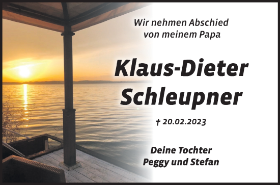 Traueranzeige von Klaus-Dieter Schleupner von Märkische Oderzeitung