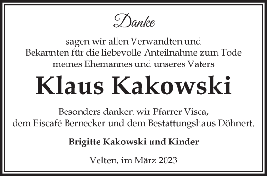 Traueranzeige von Klaus Kakowski von Märkische Oderzeitung