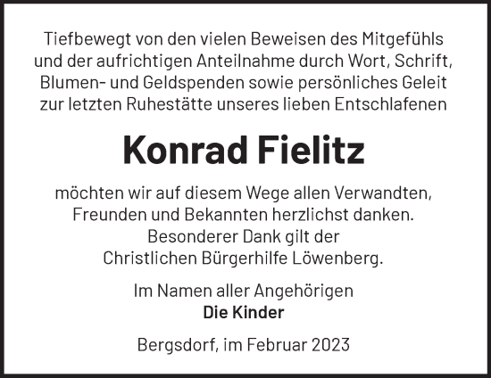 Traueranzeige von Konrad Fielitz von Märkische Oderzeitung