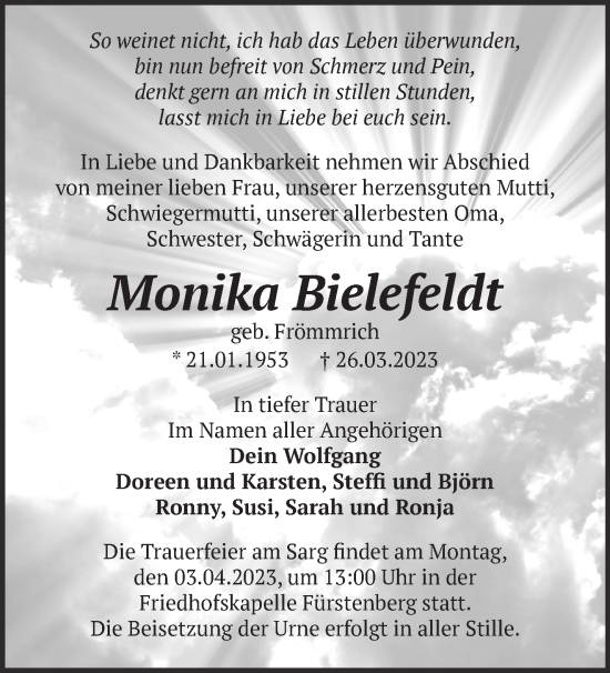 Anzeige Monika Bielefeldt