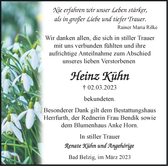 Traueranzeige von Heinz Kühn von Märkische Oderzeitung