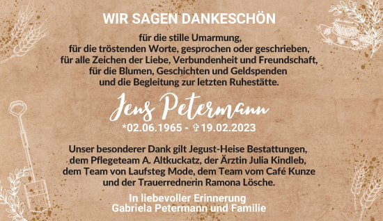 Traueranzeige von Jens Petermann von Märkische Oderzeitung