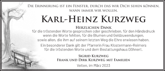 Traueranzeige von Karl-Heinz Kurzweg von Märkische Oderzeitung