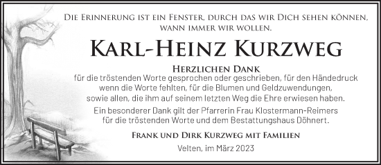 Traueranzeige von Karl-Heinz Kurzweg von Märkische Oderzeitung