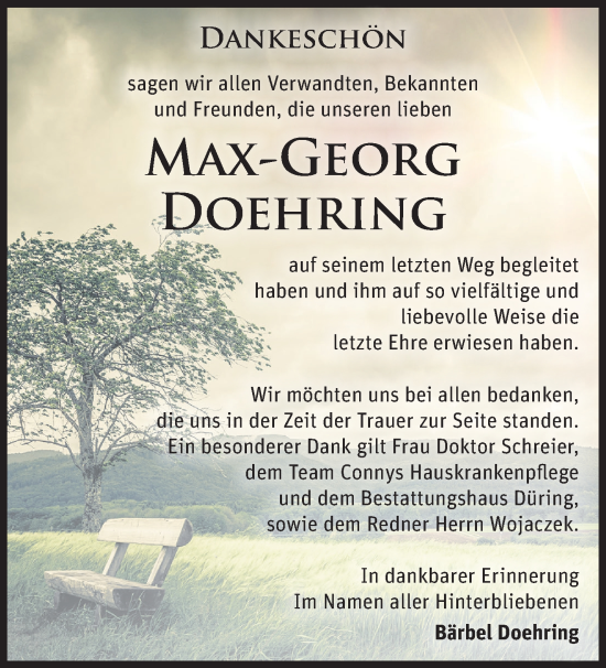 Traueranzeige von Max-Georg Doehring von Märkische Oderzeitung