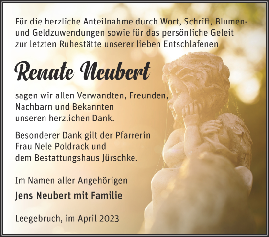 Traueranzeige von Renate Neubert von Märkische Oderzeitung