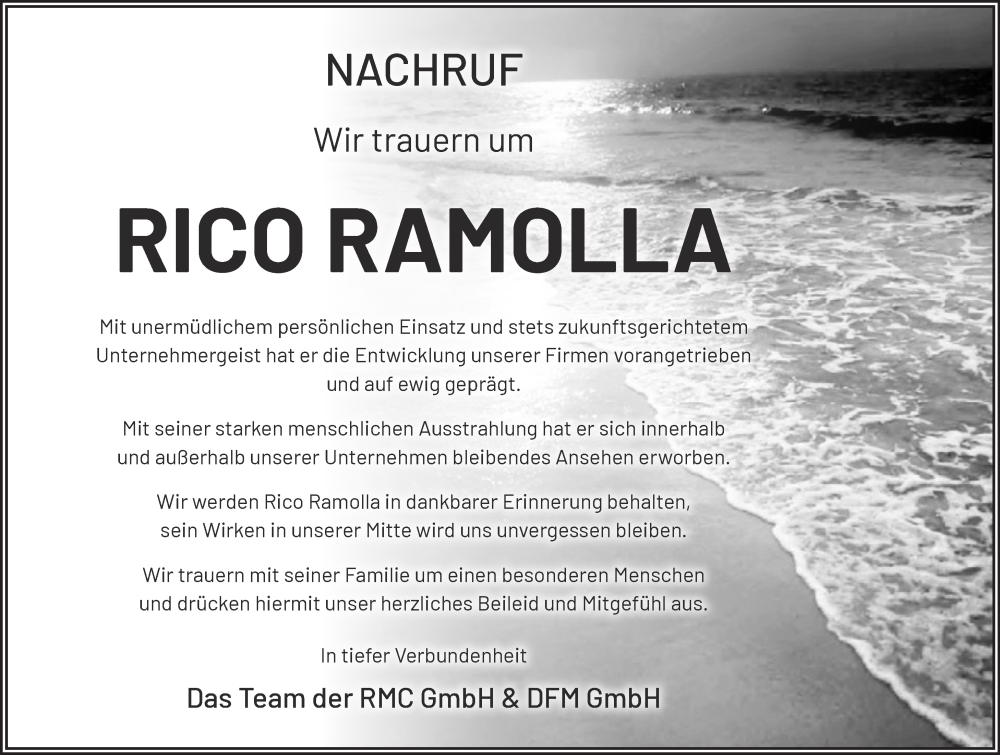  Traueranzeige für Rico Ramolla vom 01.04.2023 aus Märkische Oderzeitung