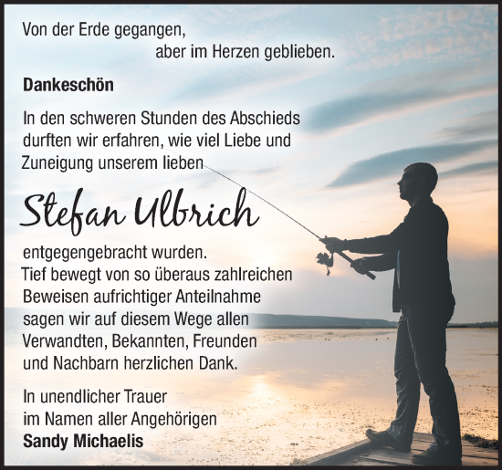 Traueranzeige von Stefan Ulbrich von Märkische Oderzeitung