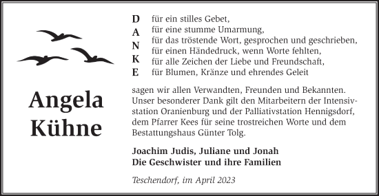 Traueranzeige von Angela Kühne von Märkische Oderzeitung