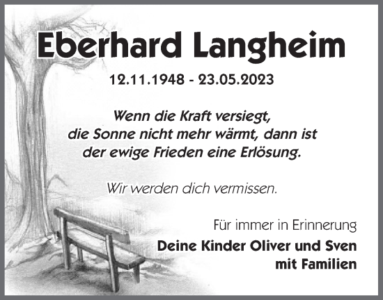 Anzeige Eberhard Langheim
