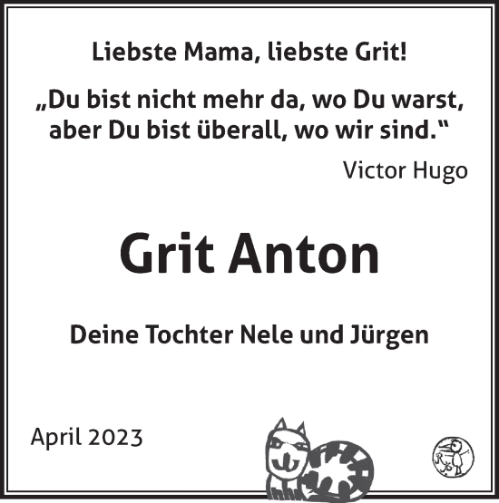 Traueranzeigen von Grit Anton Märkische Onlinezeitung Trauerportal